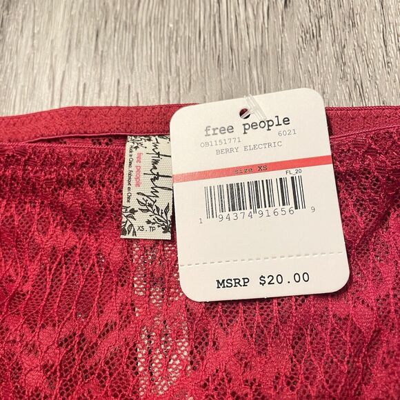 Free People Intimately Tameeka High Waisted Undie XS Underwear Panty Red Berry - Picture 4 of 4